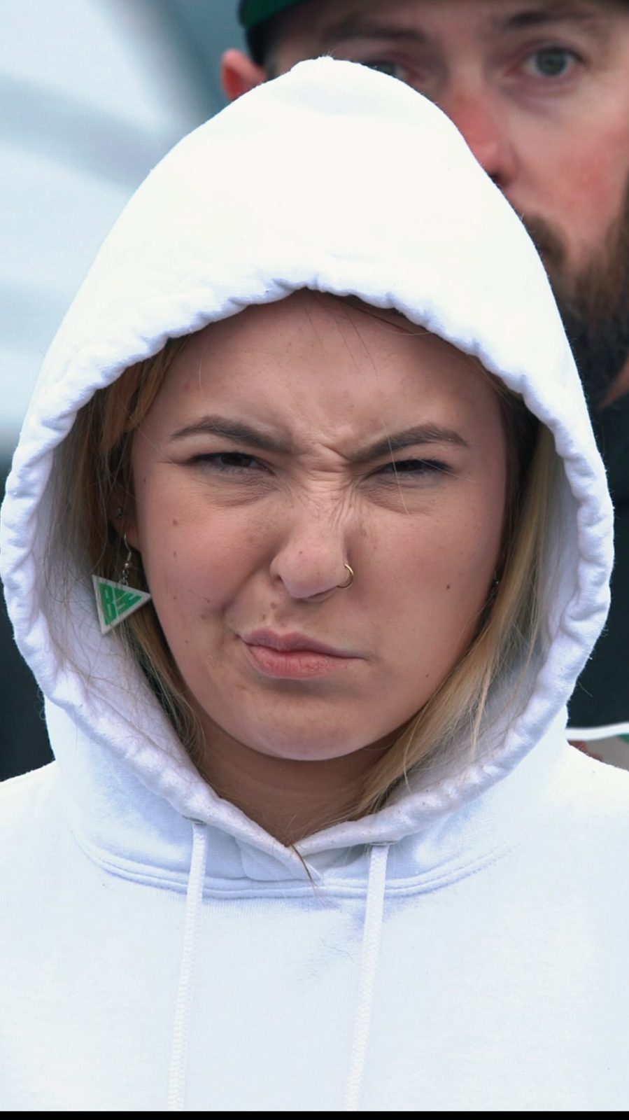 Jaelin Rapp in a white hoodie at Port Angeles